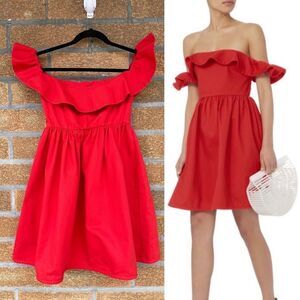 Apiece Apart Red Off-Shoulder Mini Dress